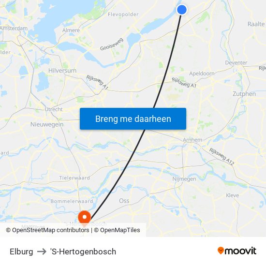 Elburg to 'S-Hertogenbosch map