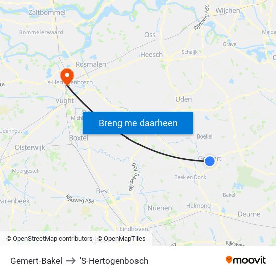 Gemert-Bakel to 'S-Hertogenbosch map