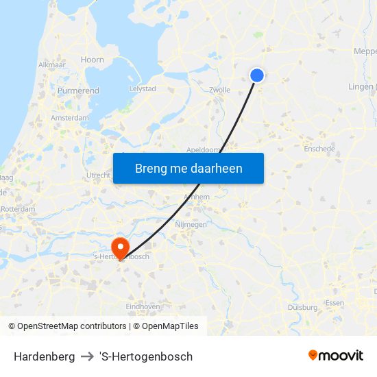 Hardenberg to 'S-Hertogenbosch map