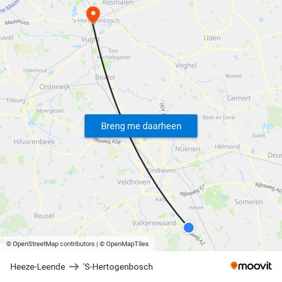 Heeze-Leende to 'S-Hertogenbosch map