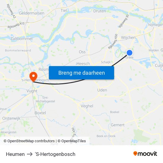 Heumen to 'S-Hertogenbosch map