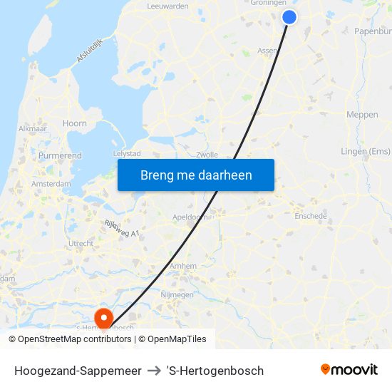 Hoogezand-Sappemeer to 'S-Hertogenbosch map