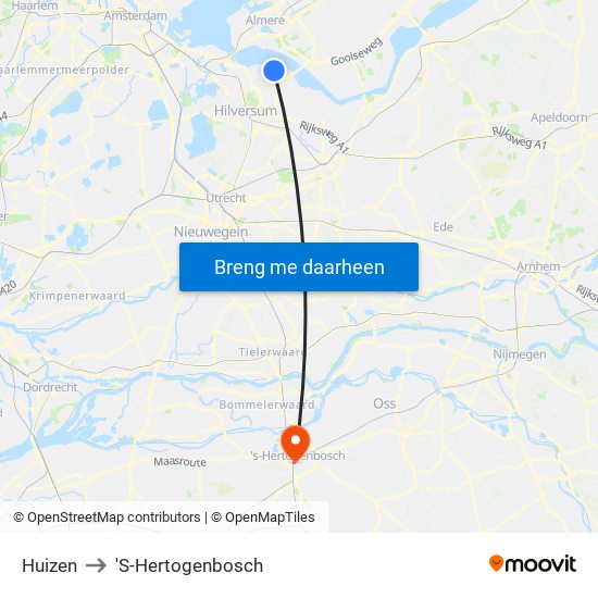 Huizen to 'S-Hertogenbosch map