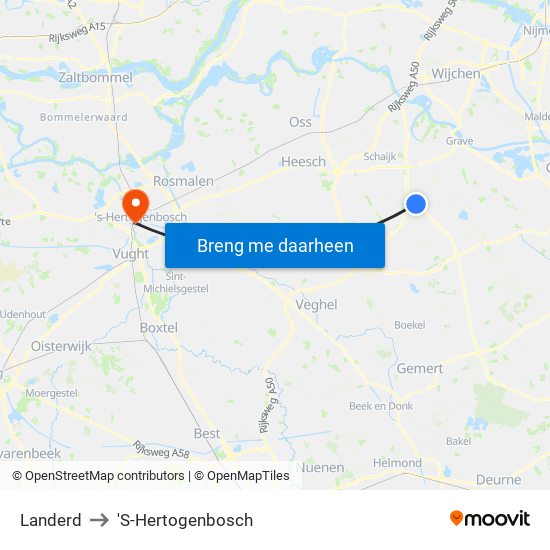 Landerd to 'S-Hertogenbosch map