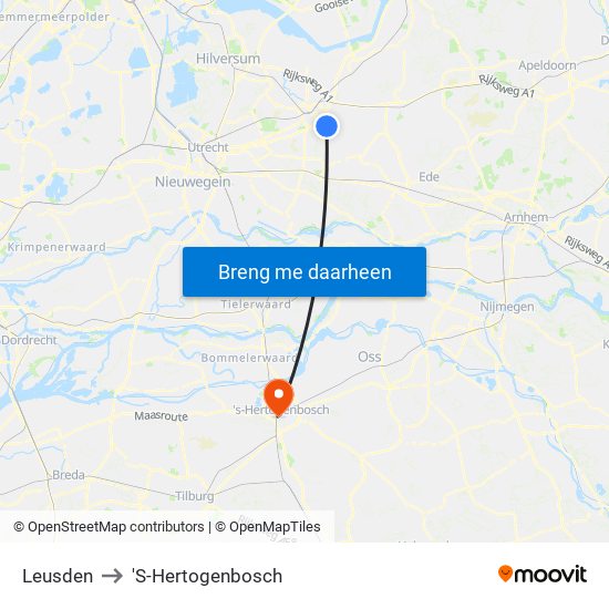 Leusden to 'S-Hertogenbosch map