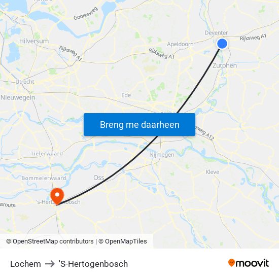 Lochem to 'S-Hertogenbosch map