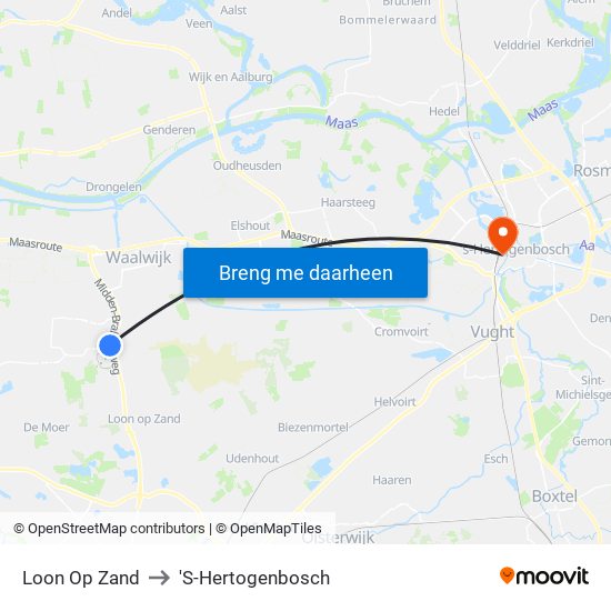 Loon Op Zand to 'S-Hertogenbosch map