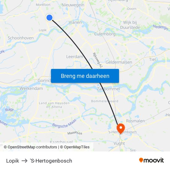 Lopik to 'S-Hertogenbosch map