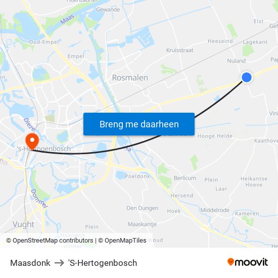 Maasdonk to 'S-Hertogenbosch map