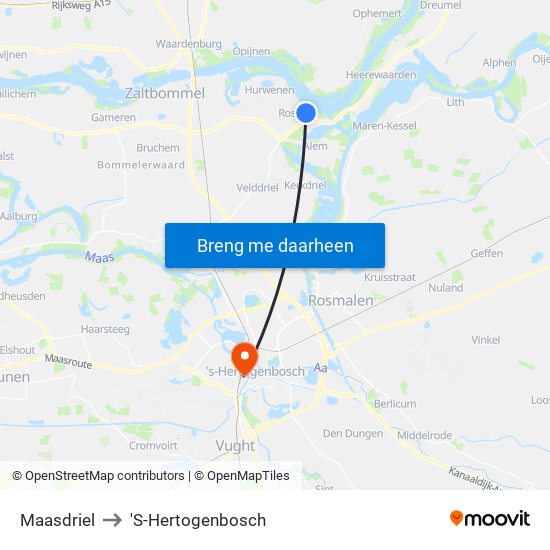 Maasdriel to 'S-Hertogenbosch map