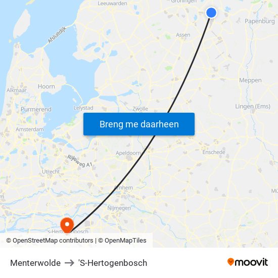 Menterwolde to 'S-Hertogenbosch map