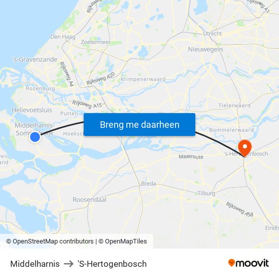 Middelharnis to 'S-Hertogenbosch map