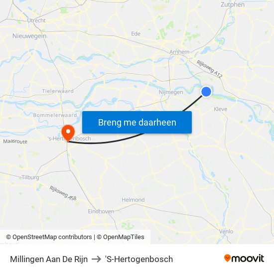 Millingen Aan De Rijn to 'S-Hertogenbosch map
