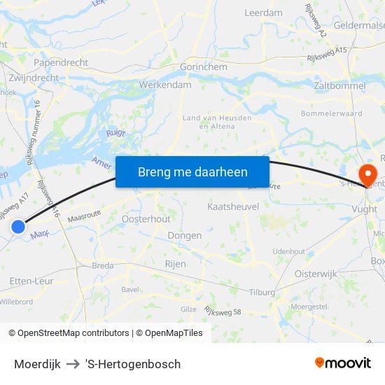 Moerdijk to 'S-Hertogenbosch map