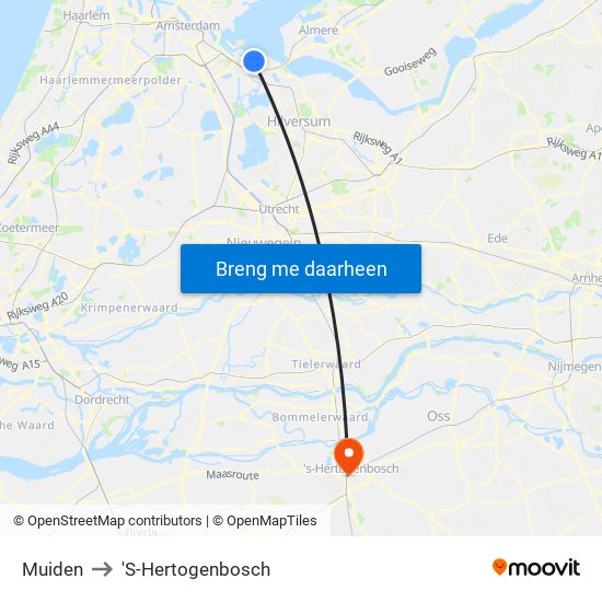 Muiden to 'S-Hertogenbosch map