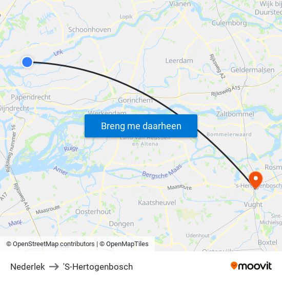 Nederlek to 'S-Hertogenbosch map