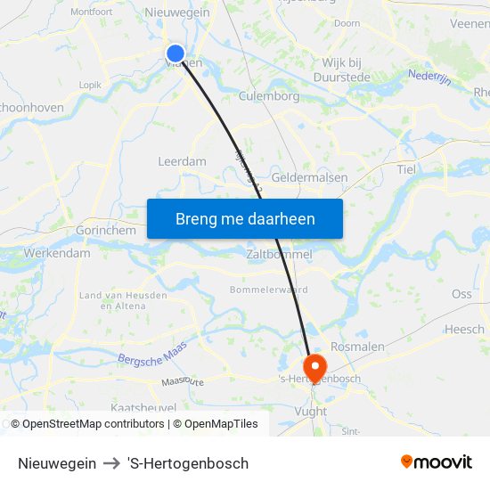 Nieuwegein to 'S-Hertogenbosch map