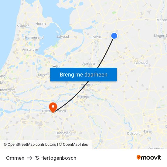 Ommen to 'S-Hertogenbosch map