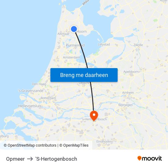 Opmeer to 'S-Hertogenbosch map