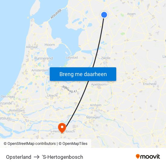 Opsterland to 'S-Hertogenbosch map