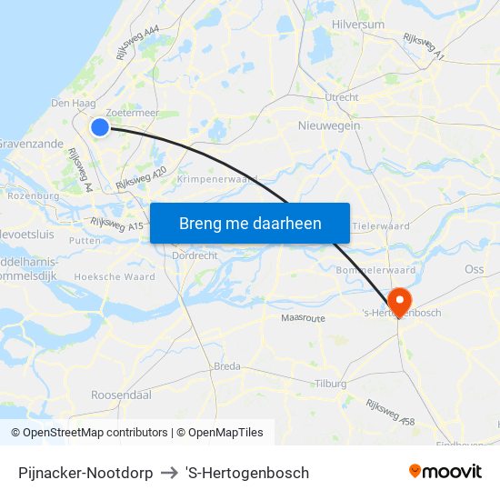 Pijnacker-Nootdorp to 'S-Hertogenbosch map
