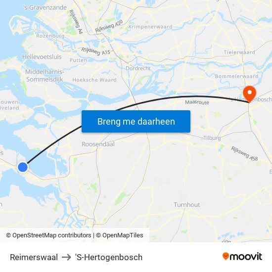 Reimerswaal to 'S-Hertogenbosch map