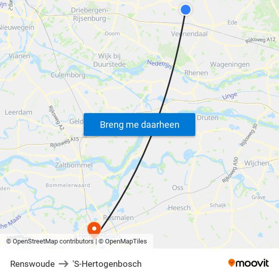 Renswoude to 'S-Hertogenbosch map