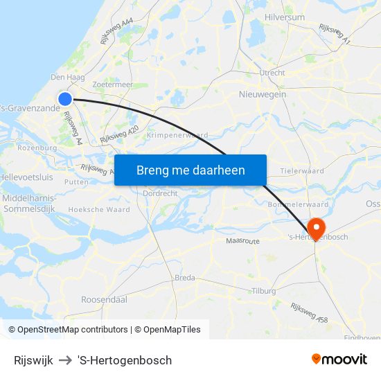 Rijswijk to 'S-Hertogenbosch map