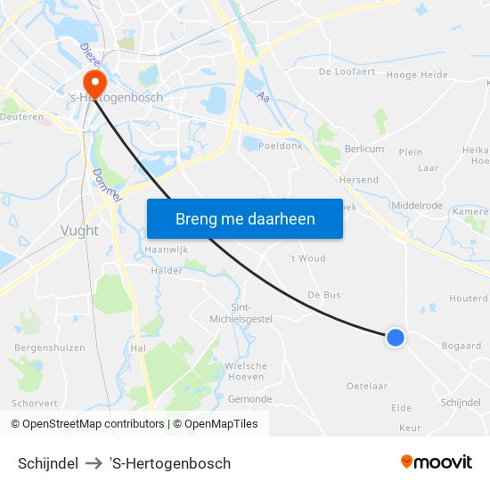 Schijndel to 'S-Hertogenbosch map