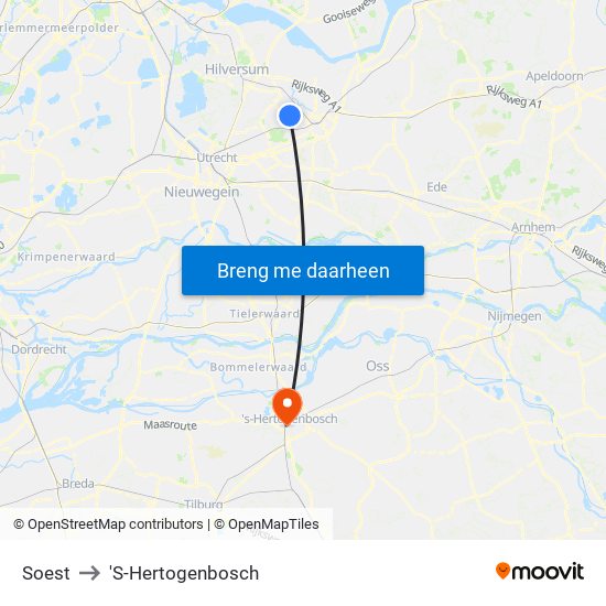 Soest to 'S-Hertogenbosch map