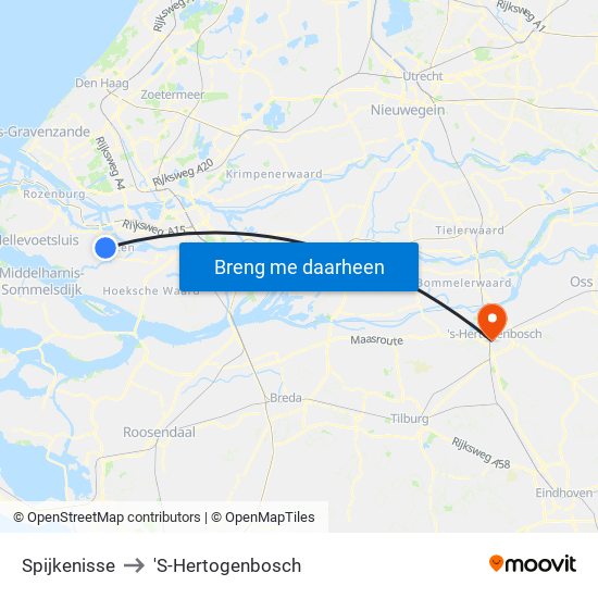 Spijkenisse to 'S-Hertogenbosch map
