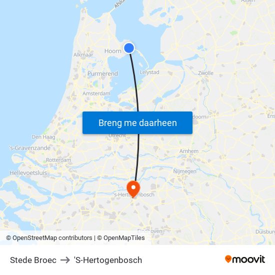 Stede Broec to 'S-Hertogenbosch map