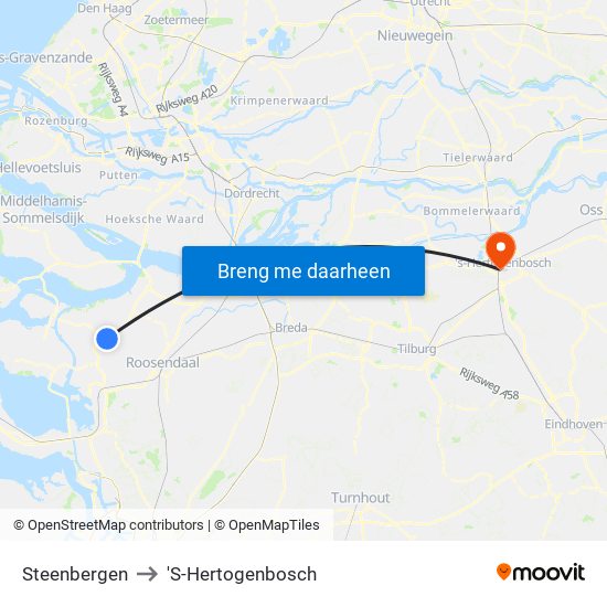 Steenbergen to 'S-Hertogenbosch map
