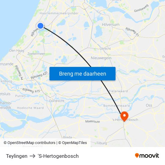 Teylingen to 'S-Hertogenbosch map