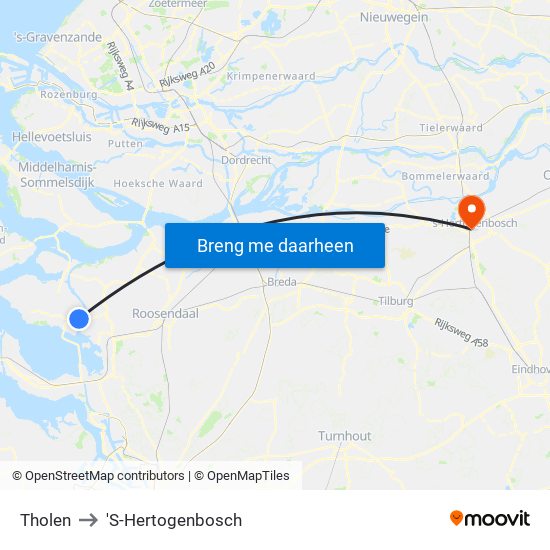 Tholen to 'S-Hertogenbosch map