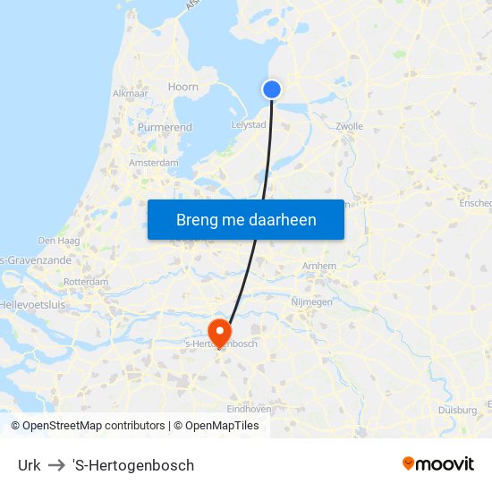Urk to 'S-Hertogenbosch map