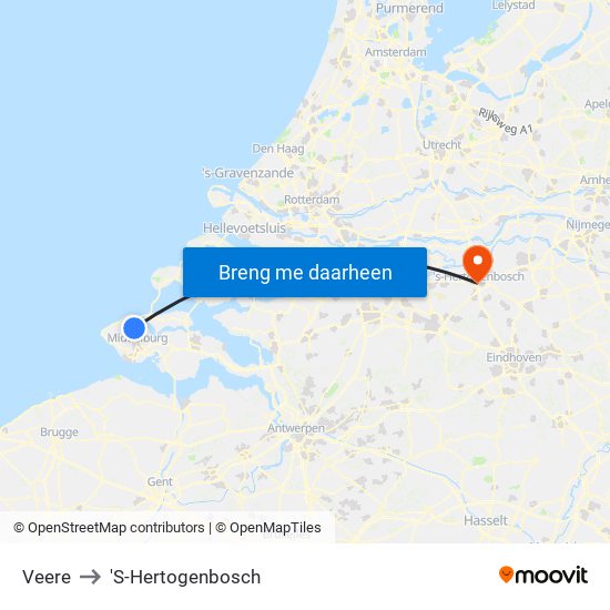 Veere to 'S-Hertogenbosch map