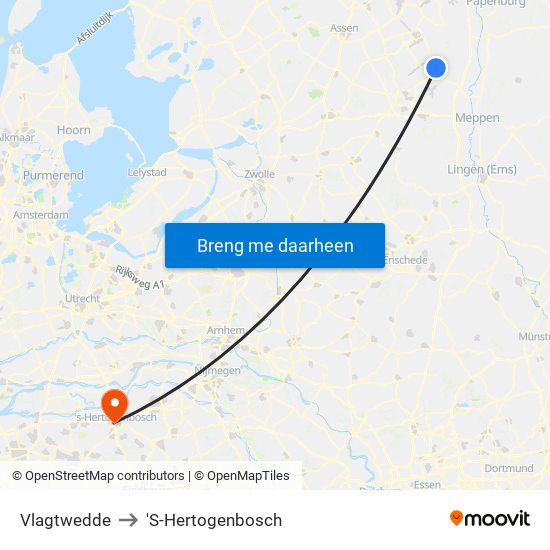 Vlagtwedde to 'S-Hertogenbosch map