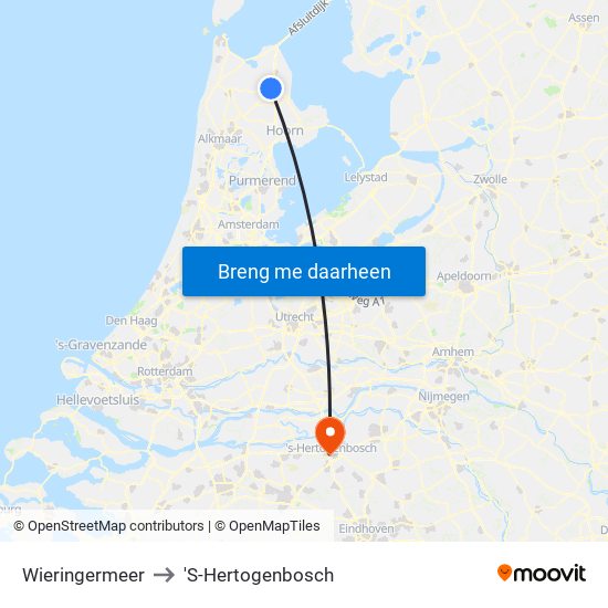 Wieringermeer to 'S-Hertogenbosch map