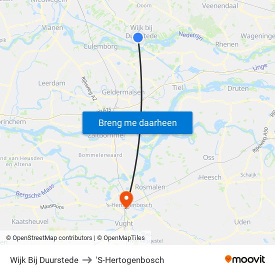 Wijk Bij Duurstede to 'S-Hertogenbosch map