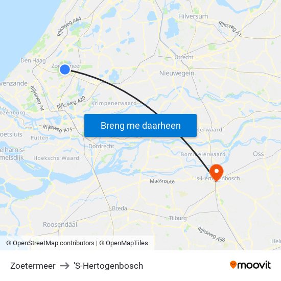 Zoetermeer to 'S-Hertogenbosch map