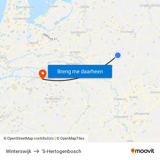 Winterswijk to 'S-Hertogenbosch map