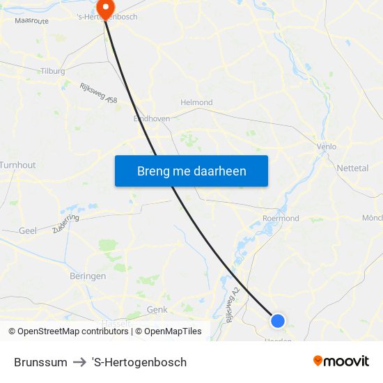 Brunssum to 'S-Hertogenbosch map