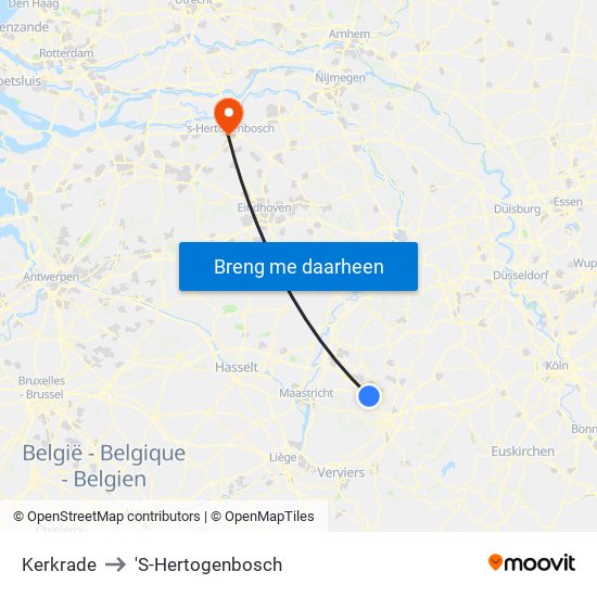 Kerkrade to 'S-Hertogenbosch map