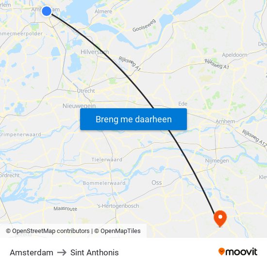 Amsterdam to Sint Anthonis map