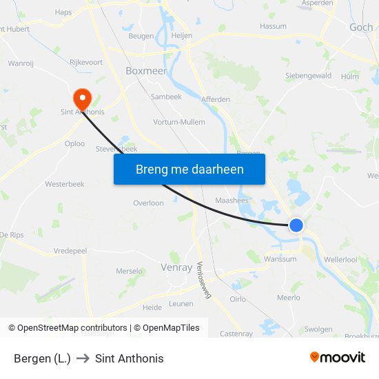 Bergen (L.) to Sint Anthonis map