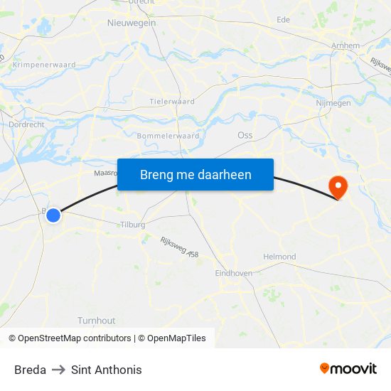 Breda to Sint Anthonis map