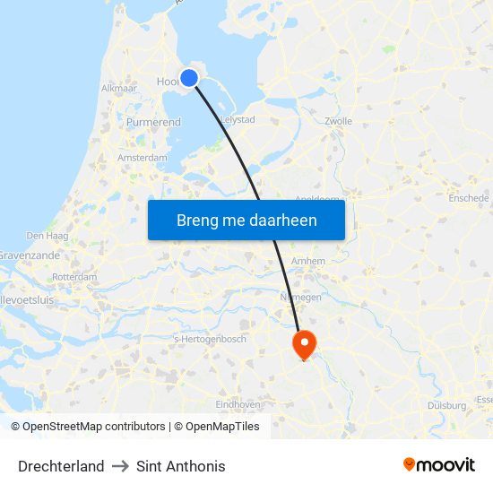 Drechterland to Sint Anthonis map