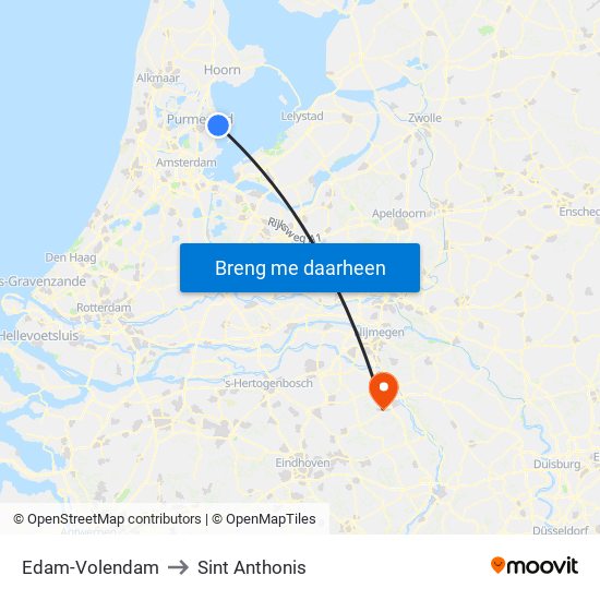 Edam-Volendam to Sint Anthonis map