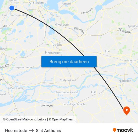 Heemstede to Sint Anthonis map